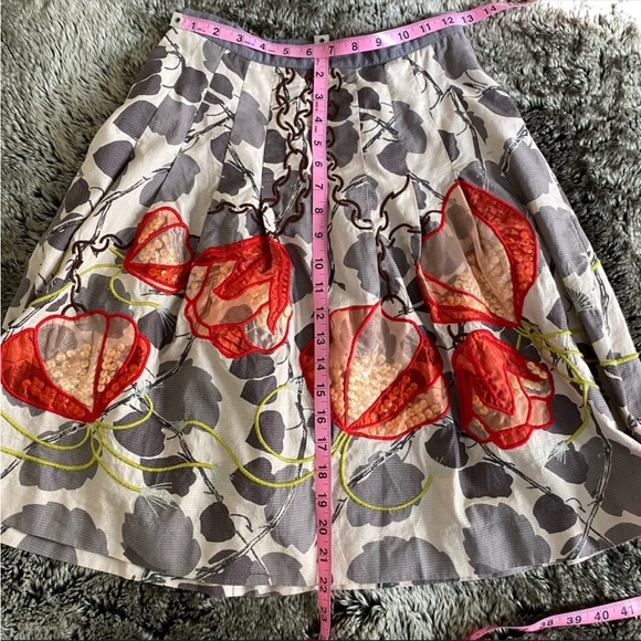 Vintage Anthropologie Floreat Glowing Poppy Skirt size 0 - Picture 2 of 6